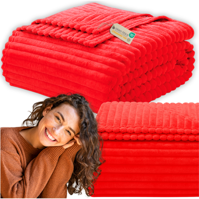 Sans Marque Couverture Rouge 200x220cm À Rayures En Relief, Couvre-Lit Grande Taille, Élégan - Publicité Sans Marque Couverture Rouge 200x220cm À Rayures En Relief, Couvre-Lit Grande Taille, Élégan - Publicité