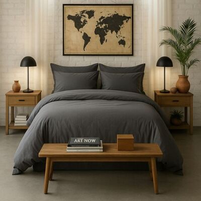 Baton Rouge Housse De Couette 220x240 Cm Percale De Coton Lavé Gris Magnet - Publicité Baton Rouge Housse De Couette 220x240 Cm Percale De Coton Lavé Gris Magnet - Publicité