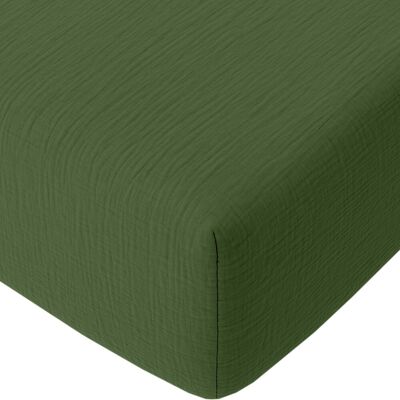 Baton Rouge Drap Housse 180x200 Cm Gaze De Coton Lavé Vert Cèdre - Publicité Baton Rouge Drap Housse 180x200 Cm Gaze De Coton Lavé Vert Cèdre - Publicité