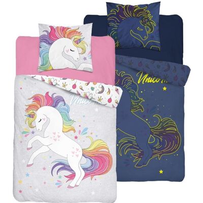 Sans Marque Parure De Lit Phosphorescente Licorne 160 X 200 Cm 3850 A - Publicité Sans Marque Parure De Lit Phosphorescente Licorne 160 X 200 Cm 3850 A - Publicité
