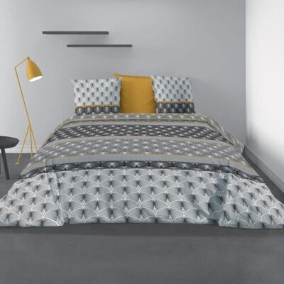 Yactus Parure Couette Saki Gold Coton 57 Fils 220x240 + 2 Taies Oreiller 63x63 - Publicité Yactus Parure Couette Saki Gold Coton 57 Fils 220x240 + 2 Taies Oreiller 63x63 - Publicité