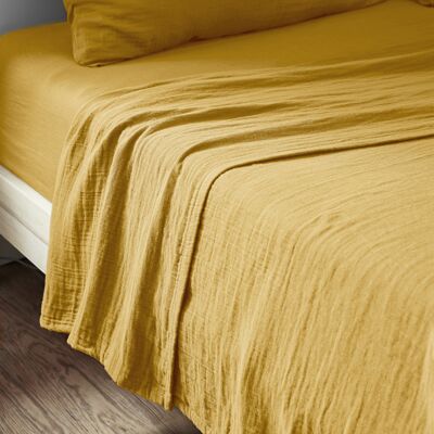 Housse De Rêve Drap Plat 270x300 Cm Gaze De Coton Safran - Publicité Housse De Rêve Drap Plat 270x300 Cm Gaze De Coton Safran - Publicité
