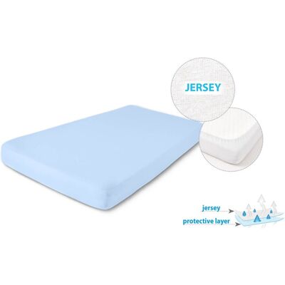 Sans Marque Hygienische Bettunterlage, Wasserdichte Spannbettlaken 60x120x10 Jersey, Blau - Publicité Sans Marque Hygienische Bettunterlage, Wasserdichte Spannbettlaken 60x120x10 Jersey, Blau - Publicité