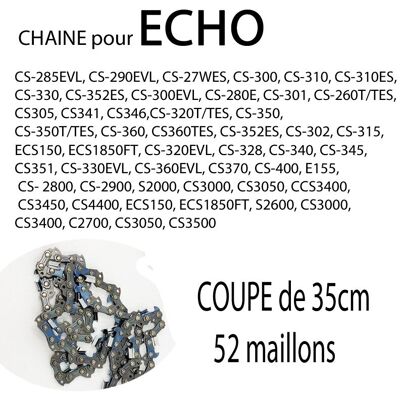 Chaine Pour Tronçonneuse Echo 3/8\" Lp 52 Maillons Entraineurs 35 Cm De Coupe - Publicité Chaine Pour Tronçonneuse Echo 3/8\" Lp 52 Maillons Entraineurs 35 Cm De Coupe - Publicité
