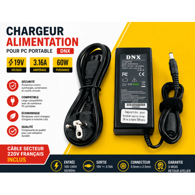 Chargeur Alimentation Pour Samsung Vm7650 Vm7650ct 19v 3.16a - Publicité Chargeur Alimentation Pour Samsung Vm7650 Vm7650ct 19v 3.16a - Publicité