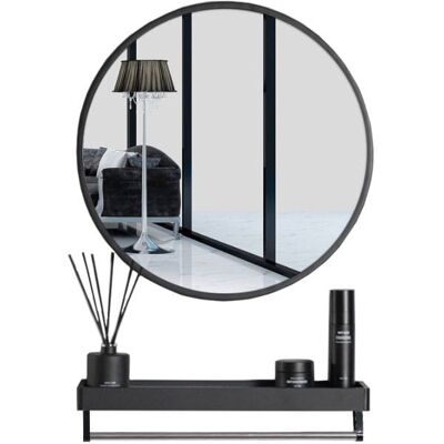 Sans Marque Miroir Avec Étagère 70 Cm Noir - Publicité Sans Marque Miroir Avec Étagère 70 Cm Noir - Publicité