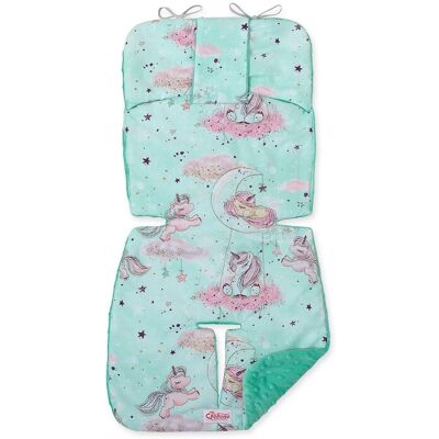 Coussin Réducteur Pour Poussette Bobono En Tissu Minky - Licornes Menthe - Publicité Coussin Réducteur Pour Poussette Bobono En Tissu Minky - Licornes Menthe - Publicité