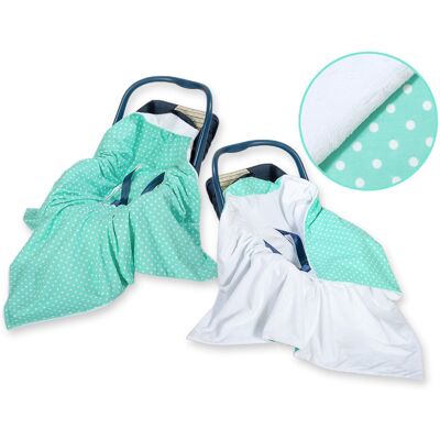 Bobono Grande Écharpe De Portage Pour Siège Auto De Poussette, Double Face - Pois Blanc - Publicité Bobono Grande Écharpe De Portage Pour Siège Auto De Poussette, Double Face - Pois Blanc - Publicité