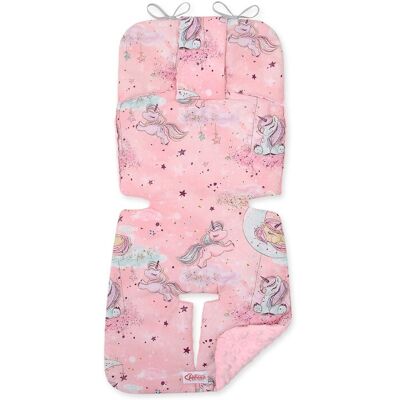 Coussin Réducteur Pour Poussette Bobono En Tissu Minky - Licornes Roses - Publicité Coussin Réducteur Pour Poussette Bobono En Tissu Minky - Licornes Roses - Publicité