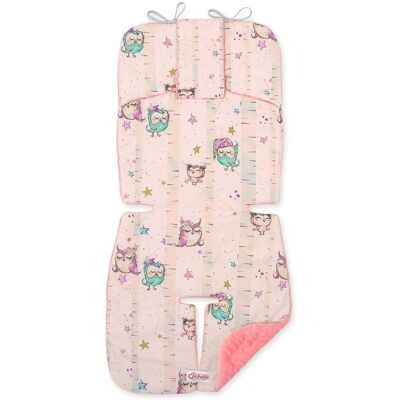 Coussin Réducteur Pour Poussette Bobono En Tissu Minky - Hiboux Crème Et Menthe - Publicité Coussin Réducteur Pour Poussette Bobono En Tissu Minky - Hiboux Crème Et Menthe - Publicité