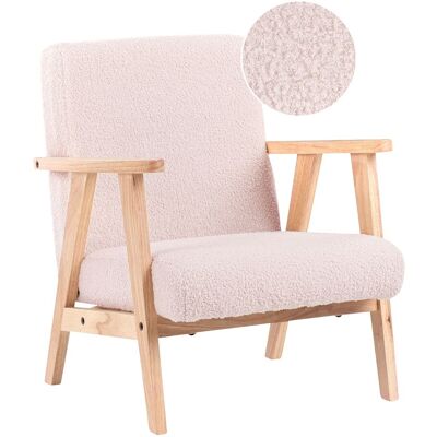 Beliani Fauteuil Pour Enfants En Bouclé Rembourré Avec Pieds En Bois Rose Pastel Linde - Publicité Beliani Fauteuil Pour Enfants En Bouclé Rembourré Avec Pieds En Bois Rose Pastel Linde - Publicité