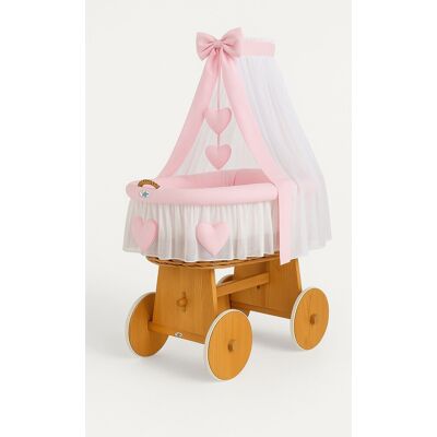 My Sweet Baby Couffin Amelia En Osier Avec Baldaquin - Linge De Lit Naturel Et Rose - Publicité My Sweet Baby Couffin Amelia En Osier Avec Baldaquin - Linge De Lit Naturel Et Rose - Publicité