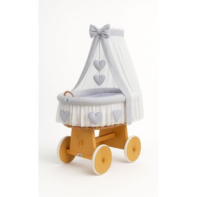 My Sweet Baby Couffin Amelia En Osier Avec Baldaquin - Linge De Lit Naturel Et Gris - Publicité My Sweet Baby Couffin Amelia En Osier Avec Baldaquin - Linge De Lit Naturel Et Gris - Publicité