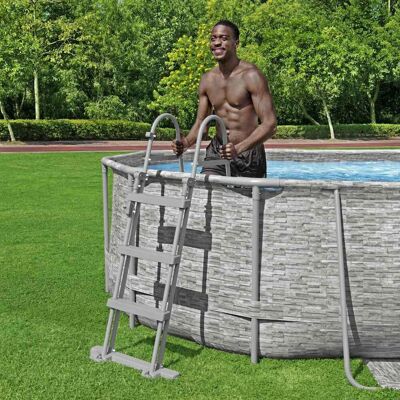 Échelle de piscine Bestway Grise - Échelle 4 marches - Publicité Échelle de piscine Bestway Grise - Échelle 4 marches - Publicité
