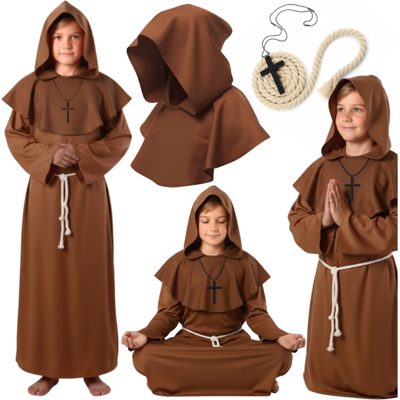Sans Marque Costume De Moine Pour Enfant, Tenue De Saint François 122/134 - Publicité Sans Marque Costume De Moine Pour Enfant, Tenue De Saint François 122/134 - Publicité