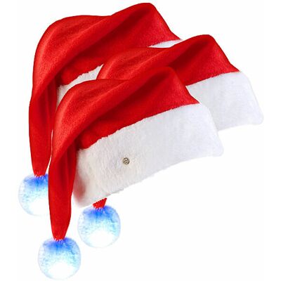 3 Bonnets De Père Noël À Led Avec Pompon Lumineux Couleur - Infactory - Publicité 3 Bonnets De Père Noël À Led Avec Pompon Lumineux Couleur - Infactory - Publicité