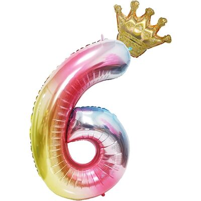 Sans Marque Grand Ballon En Aluminium Pour Anniversaire, Chiffre 6, Coloré, 100 Cm + Couronn - Publicité Sans Marque Grand Ballon En Aluminium Pour Anniversaire, Chiffre 6, Coloré, 100 Cm + Couronn - Publicité