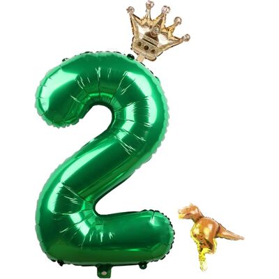 Sans Marque Grand Ballon Vert De 76 Cm Pour Un 2e Anniversaire, Couronne De Dinosaure - Publicité Sans Marque Grand Ballon Vert De 76 Cm Pour Un 2e Anniversaire, Couronne De Dinosaure - Publicité