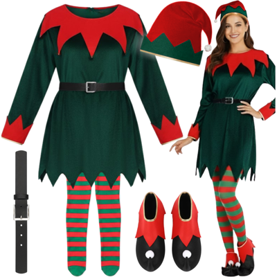 Sans Marque Costume D'Elfe Assistant Du Père Noël - Publicité Sans Marque Costume D'Elfe Assistant Du Père Noël - Publicité