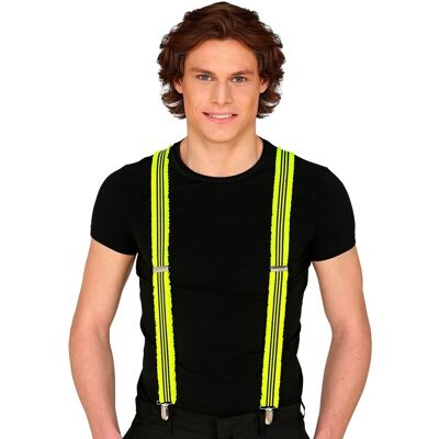 Widmann Bretelles Jaune Fluo Disco Tenue De Soirée Années 80 - Publicité Widmann Bretelles Jaune Fluo Disco Tenue De Soirée Années 80 - Publicité