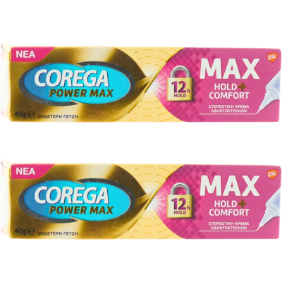2 X Corega Power Max Hold & Comfort 12h Hold 40g - Livraison Gratuite - Publicité 2 X Corega Power Max Hold & Comfort 12h Hold 40g - Livraison Gratuite - Publicité