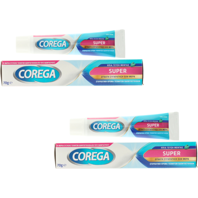 2 X Corega Super Denture Adhesive Cream Mint Flavor 70g - Livraison Gratuite - Publicité 2 X Corega Super Denture Adhesive Cream Mint Flavor 70g - Livraison Gratuite - Publicité
