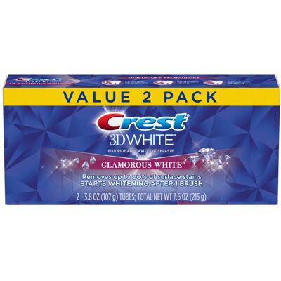 Crest 3d White Glamorous White Dentifrice - 3,8 Oz (107 G) Paquet De 2 - Publicité Crest 3d White Glamorous White Dentifrice - 3,8 Oz (107 G) Paquet De 2 - Publicité