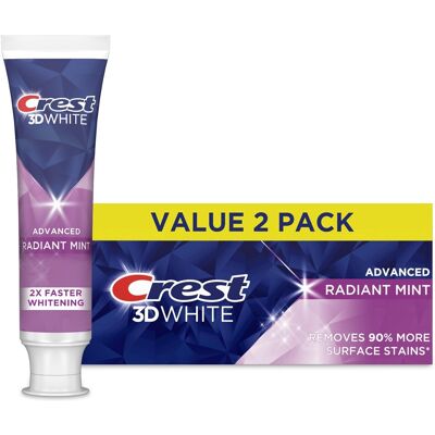 Dentifrice Crest 3d White Advanced Menthe Eclat, 93 G, Lot De 2 - Publicité Dentifrice Crest 3d White Advanced Menthe Eclat, 93 G, Lot De 2 - Publicité