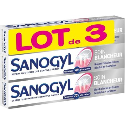 Sanogyl - Soin Blancheur - 3 x 75 ml - Blanchiment - Toothpaste - Publicité Sanogyl - Soin Blancheur - 3 x 75 ml - Blanchiment - Toothpaste - Publicité