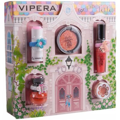 Kit de Maquillage Vipera TuTu House - Pêche Danseuse - Pour Enfants, 5 Cosmétiques Sûrs - Publicité Kit de Maquillage Vipera TuTu House - Pêche Danseuse - Pour Enfants, 5 Cosmétiques Sûrs - Publicité