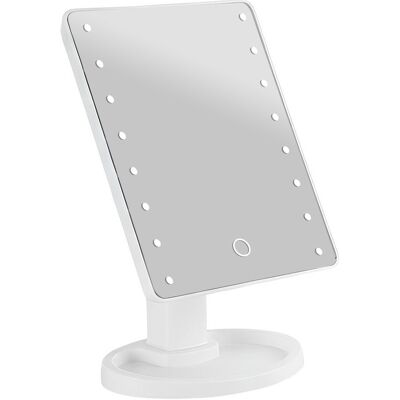 Avizar Miroir De Maquillage Led Sur Pied Avec Tactile Et Rotatif 360° Blanc - Publicité Avizar Miroir De Maquillage Led Sur Pied Avec Tactile Et Rotatif 360° Blanc - Publicité