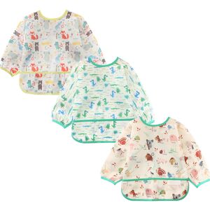 Haimoburg 3pcs Bavoirs Manches Longues Etanches Blouse Peinture Enfant Tablier D'Alimentat - Publicité Haimoburg 3pcs Bavoirs Manches Longues Etanches Blouse Peinture Enfant Tablier D'Alimentat - Publicité
