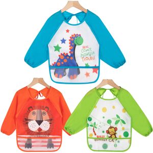 Haimoburg 3pcs Bavoirs Manches Longues Etanches Blouse Peinture Enfan Tablier D'Alimentat - Publicité Haimoburg 3pcs Bavoirs Manches Longues Etanches Blouse Peinture Enfan Tablier D'Alimentat - Publicité