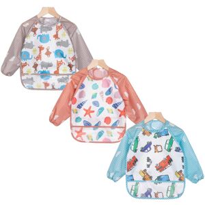 Haimoburg 3pcs Bavoirs Manches Longues Etanches Blouse Peinture Tablier D'Alimentat - Publicité Haimoburg 3pcs Bavoirs Manches Longues Etanches Blouse Peinture Tablier D'Alimentat - Publicité