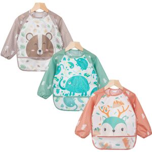 Haimoburg 3pcs Bavoirs Manches Longues Etanches Blouse Peinture Enfan Tablier D'Alimentat - Publicité Haimoburg 3pcs Bavoirs Manches Longues Etanches Blouse Peinture Enfan Tablier D'Alimentat - Publicité