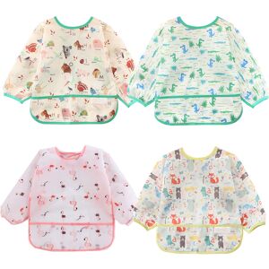 Haimoburg 4pcs Bavoirs Manches Longues Etanches Blouse Peinture Enfant Tablier D'Alimentat - Publicité Haimoburg 4pcs Bavoirs Manches Longues Etanches Blouse Peinture Enfant Tablier D'Alimentat - Publicité
