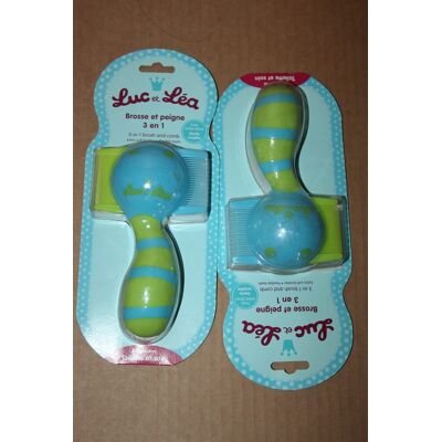 Luc Et Lea - Brosse Et Peigne Cheveux Bébé 3 En 1 Bleu / Vert (Lot De 2) - Publicité Luc Et Lea - Brosse Et Peigne Cheveux Bébé 3 En 1 Bleu / Vert (Lot De 2) - Publicité