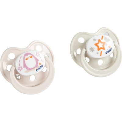 Poupy Sucette Anatomique En Silicone 2 Pièces Gris/rose Souple - Publicité Poupy Sucette Anatomique En Silicone 2 Pièces Gris/rose Souple - Publicité
