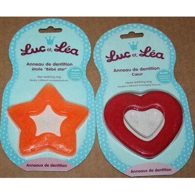 Luc Et Lea Lot De 2 Anneaux De Dentition Coeur Et Etoile Sans Pvc / Phtalates - Publicité Luc Et Lea Lot De 2 Anneaux De Dentition Coeur Et Etoile Sans Pvc / Phtalates - Publicité