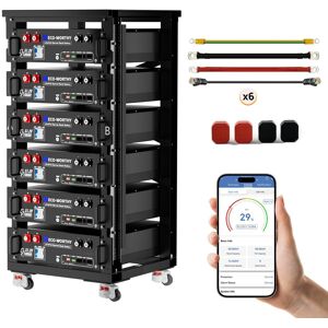 Eco-Worthy 51,2v 100ah(6 Pack)lifepo4 Batterie Bluetooth 30,72kwh De Stockage D'Énergie - Publicité Eco-Worthy 51,2v 100ah(6 Pack)lifepo4 Batterie Bluetooth 30,72kwh De Stockage D'Énergie - Publicité