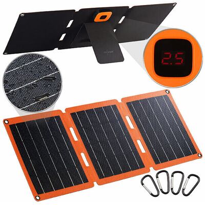 Chargeur Solaire Pliable 21 w Usb-A / Usb-C Avec Écran - Revolt - Publicité Chargeur Solaire Pliable 21 w Usb-A / Usb-C Avec Écran - Revolt - Publicité