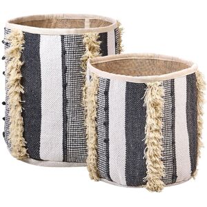 Beliani Ensemble de 2 paniers de rangement - Coton, Beige, Gris - 40/45cm - Publicité Beliani Ensemble de 2 paniers de rangement - Coton, Beige, Gris - 40/45cm - Publicité