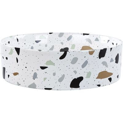 Beliani Lavabo Rond En Céramique 40 Cm Salle De Bain Effet Terrazzo Blanc Nules - Publicité Beliani Lavabo Rond En Céramique 40 Cm Salle De Bain Effet Terrazzo Blanc Nules - Publicité
