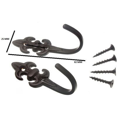 Onestopdiy Rideaux Attaches Embrasses Crochets 80mm Fleur De Lys Noir + Vis - 20 Paires - Publicité Onestopdiy Rideaux Attaches Embrasses Crochets 80mm Fleur De Lys Noir + Vis - 20 Paires - Publicité