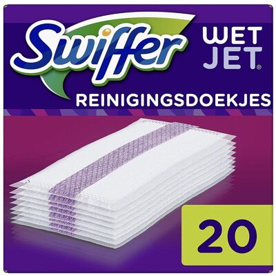 Lot De 20 Lingettes Pour Balai Swiffer Wetjet Nettoyage Humide - Publicité Lot De 20 Lingettes Pour Balai Swiffer Wetjet Nettoyage Humide - Publicité