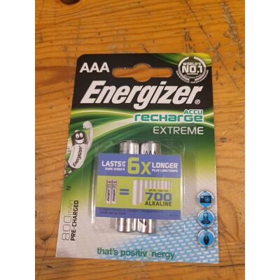 Energizer Accu Recharge Extreme Aaa-Hr03 Nimh 800 Mah Lot 2 Batteries 1,2v - Publicité Energizer Accu Recharge Extreme Aaa-Hr03 Nimh 800 Mah Lot 2 Batteries 1,2v - Publicité