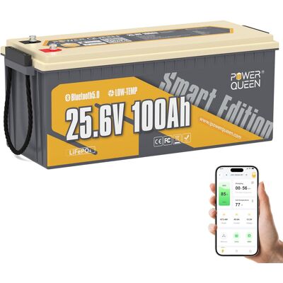 Powerqueen Power Queen Bluetooth 5.0 Batterie 25,6v 100ah Lithium Lifepo4 Avec Bms 100a Rv - Publicité Powerqueen Power Queen Bluetooth 5.0 Batterie 25,6v 100ah Lithium Lifepo4 Avec Bms 100a Rv - Publicité