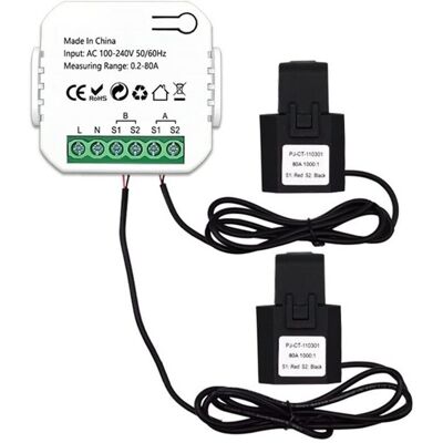 Eurowagens Tuya Énergie Mètre 2 Voie Bidirectionnel Avec Courant Capteur Pince App - Publicité Eurowagens Tuya Énergie Mètre 2 Voie Bidirectionnel Avec Courant Capteur Pince App - Publicité