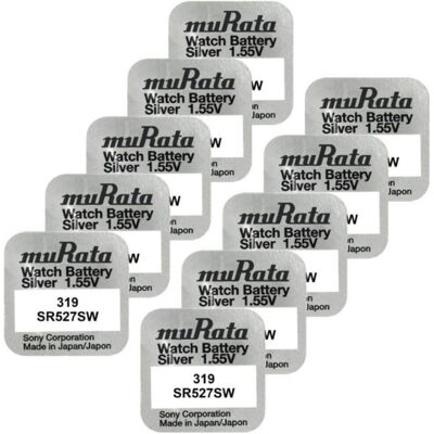 10x Murata Sr527sw Piles Bouton Oxydation Argent 1,55v (319) - Publicité 10x Murata Sr527sw Piles Bouton Oxydation Argent 1,55v (319) - Publicité