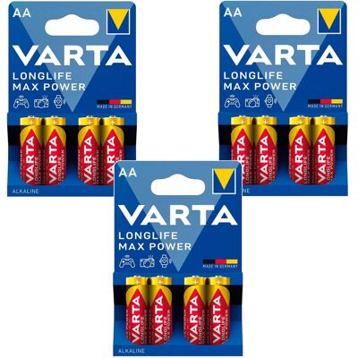 Varta Longlife Max Power Piles Aa Lr6 1,5v - Lot 4 Pièces - Publicité Varta Longlife Max Power Piles Aa Lr6 1,5v - Lot 4 Pièces - Publicité